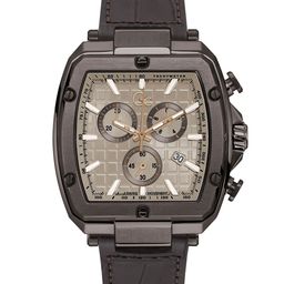 GC Men Stainless Steel Square Dial Leather Bracelet Style Straps Analogue Watch Y83008G1MF-53
