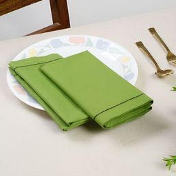 TARAN LIVING Green 4 Pieces Cotton Square Table Napkins-47