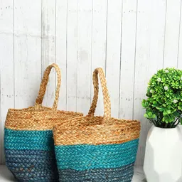 HABERE INDIA Set of 2 Jute Storage Basket-picture-14