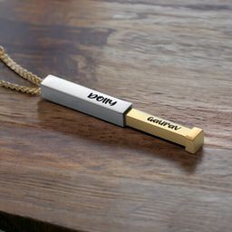 wehatke Customized/Personalized Name Engrave Metal Necklace For Couple With 2 Parts inner And Outer image 3