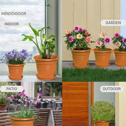 Milton Blossom Mate 2 Plastic Pot with Tray Set of 12 Terracotta Brown-17