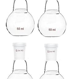 salco SalcoSalco Borosilicate Glass Heavy Wall Single Neck Flat Bottom Boiling Flask with 24/40 Standard Taper Outer Joint - (50 ML, 4) image 1