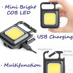 sawke Mini Bright Rechargeable COB LED Keychain Lights,Portable Pocket Flashlight with Backside Magnet, Foldable Bracket and Bottle Opener, 4 Lighting Modes for Outside Sports image 3