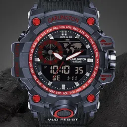 CARLINGTON Men Analogue and Digital Chronograph Watch CT 3388 Red-0