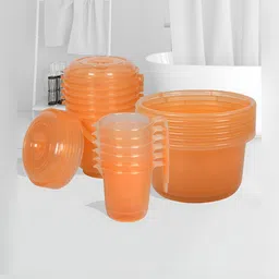 Kuber Industries Orange 18 Pcs Bath Accessories Set-9