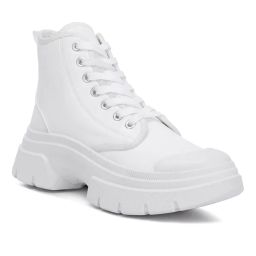 London Rag White Chunky Lace Up Combat Boots-image-16