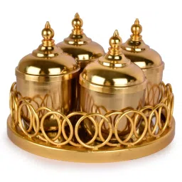 Manor House Gold Mirror Tray with Set of 4 Jars Gold Finish-picture-32