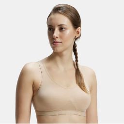 Jockey 1376 Wirefree Non Padded Cotton Elastane Active Bra - Skin-picture-5
