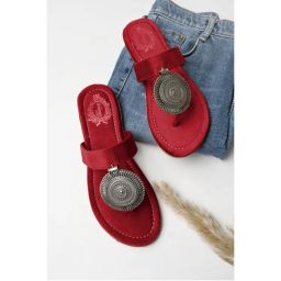 Shoetopia Ethnic Jewel Detailed Embellished Cherry Flats-picture-31