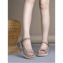 Shoetopia Orthopedic Comfortable Doctor Sole Tan Heels Sandals for Women-picture-43