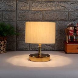 devansh Cheney Off White Fabric Shade Table Lamp with Gold Metal Base-picture-25
