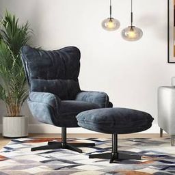 urban ladder Marson Swivel Lounge Chair With Ottoman in Indigo Blue-picture-31