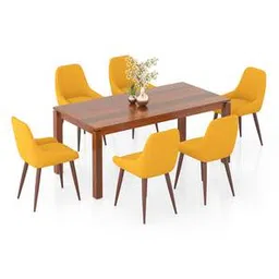 urban ladder Atlas Solid Wood 6 Seater Dining Table With Rickman Lounge Chairs-picture-17