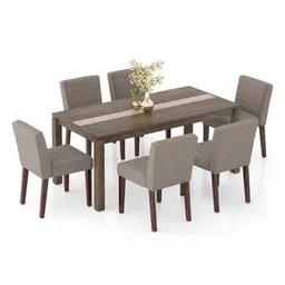 urban ladder Atlas Crest Storage Solid Wood 6 Seater Dining Table with set of 6 Ludo Dining Chairs-picture-1
