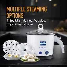 KENT 1.2 Litre Electric Multi Cooker with Auto Shut Off (White) image 5