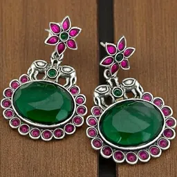 BFC - BUY FOR CHANGE Silver-Plated Alloy Artificial Stones Chandbalis-picture-9