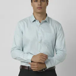V Dot Men Spread Collar Geometric Printed Cotton Formal Shirt-image-14