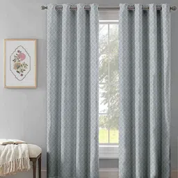 Aura Grey & White 2 Pieces Geometric Printed Jacquard Door Curtain-image-80
