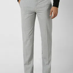 Van Heusen Men Textured Slim Fit Formal Trousers-image-91