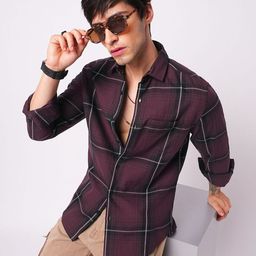 VASTRADO Classic Slim Fit Windowpane Checked Cotton Casual Shirt-picture-46