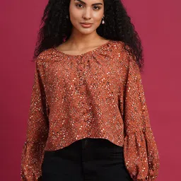 ANJIR Women Polka Dot Printed Top-image-94