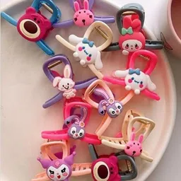 DN ENTERPRISES Women Set Of 2 Cute Cartoon Korean Style Emoji Hair Claw Clip-picture-6
