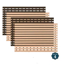 Kuber Industries 4-Pcs Brown & Beige Striped 110 GSM Bath Rugs-7