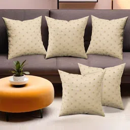 RUBOXA Brown Set of 5 Ethnic Motifs Satin Square Cushion Covers-image-66