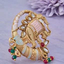GC PREMIUM JEWELLERY Women Gold-Plated Elephant Kundan-Studded Finger Ring-image-65