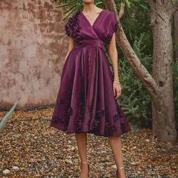 HOUSE OF FETT Embellished Embroidered Satin Fit & Flare Dress-picture-50