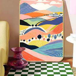 Livin'luxe Pink & Blue Desert Printed Wall Art-picture-36