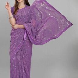 DAATAR Embellished Embroidered Pure Georgette Saree-image-21