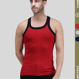 Amul Comfy Pack of 3 Men Pure Cotton Assorted Gym Vest-picture-44
