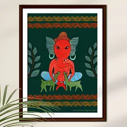 Peepul Tree Green & Orange 1 Piece Paper Religious Wall Paintings-picture-32