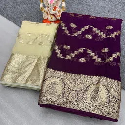 PAYAL CREATION Ethnic Motifs Zari Pure Georgette Saree-image-86