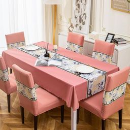 FAVRIA Set Of 7 Peach Table Cover With Chair Covers-22