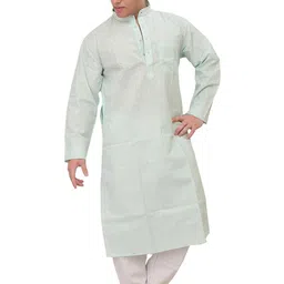 Exotic India Men Striped Regular Straight Calf Length Pure Cotton Kurta Set-image-94