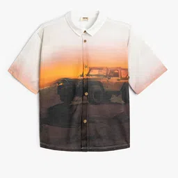Koton Boys Printed Polo Collar Applique T-shirt-36