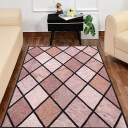 MODEFE Peach-Coloured Geometric Anti-Skid Nylon Carpet-image-87