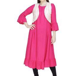 Inara Robes Women Magenta Kurtas-image-1
