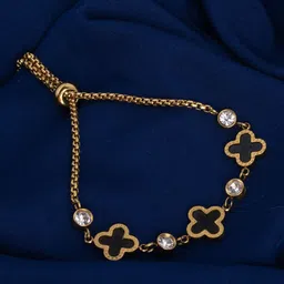 VOGUE PANASH Gold-Plated Cubic Zirconia Studded Link Bracelet-38