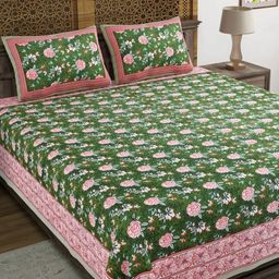 Sangria Printed 210 TC Super King Cotton Bedsheet With 2 Pillow Covers- 2.7 m x 2.7 m-image-16