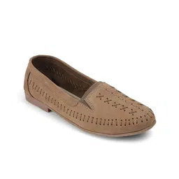 PEPPER Women Round Toe Textured Laser Cuts Leather Mojaris-image-27