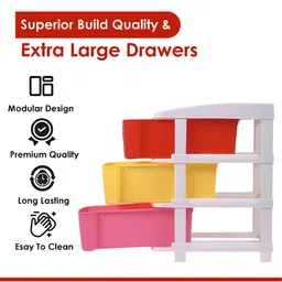RUBOXA Yellow & Red 3 Layer Drawer Organiser image 3