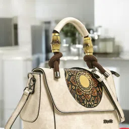 Exotic Women Embellished Structured Leather Satchel Bag-54
