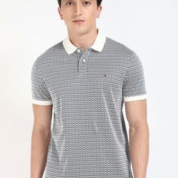 Tommy Hilfiger Men Geometric Printed Polo Collar Cotton T-shirt-image-48
