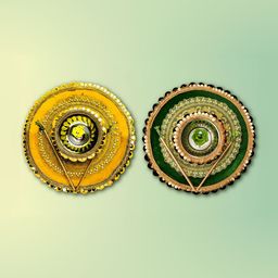 ME & YOU Green & Red 2 Pieces Mehendi & Haldi Thali-18