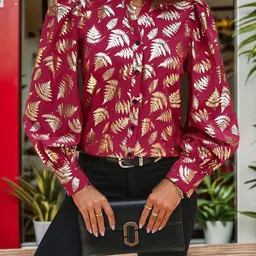 StyleCast x Revolte Women Abstract Printed Mandarin Collar Top-image-41