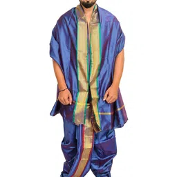 Exotic India Men Art Silk Ready to Wear Dhoti and Veshti Set-image-81