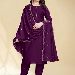 SIDYAL Women Regular Pure Cotton Kurta with Trousers & With Dupatta-13